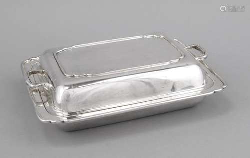 Rectangular warming dish, England, 20th century, plated, lid can be used as