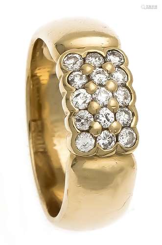 Brilliant ring GG 585/000 with 15 diamonds, total 0.30 ct W / PI, RG 53, 7.