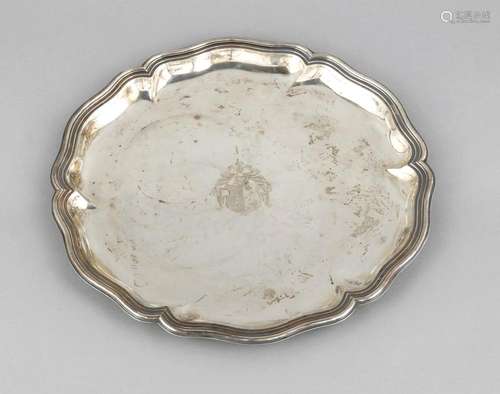 Round Tray, German, 20th cent., hallmarked Lutz & Weiss, Pforzheim, silver