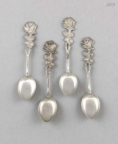 Twelve mocha spoons, German, 20th cent., hallmarked Christoph Widmann, silv