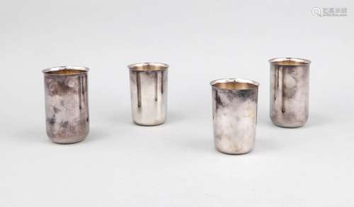 Four beakers, German, 20th cent., hallmarked M. H. Wilkens & Söhne, Bremen-