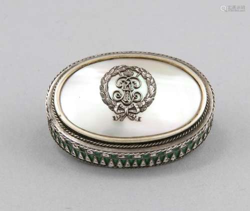 Oval pillbox, marked Russia, 20th cent., silver 84 zolotniki (875/000), str