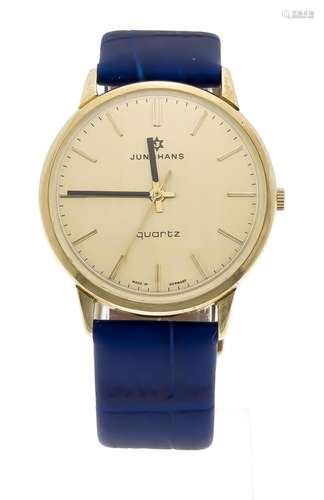 Junghans men's wristwatch GG 585/000 Quartz, with center seconds, golden di