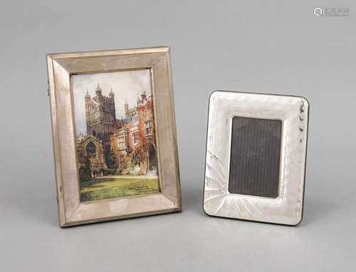 Two photo frames, 20th century, 1 silver 830/000, smooth shape, inner size