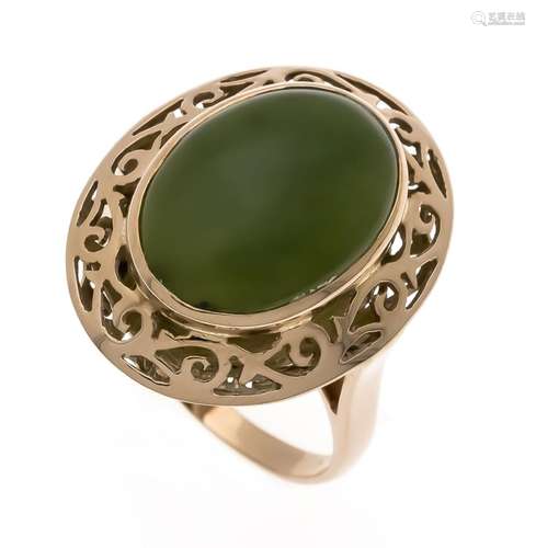 Ring RG 750/000 with a green gemstone cabochon 17 x 12 mm, RG 60, 7.3 g