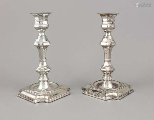 Pair of candlesticks, presumably Spain, 20th century, presumably low alloye