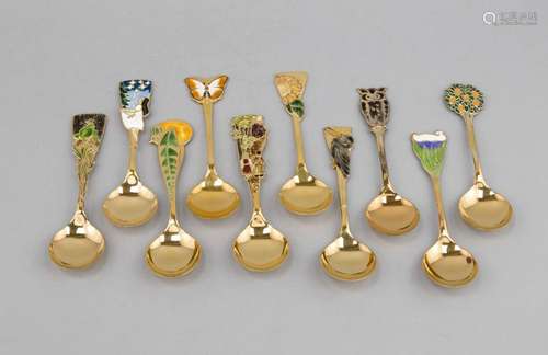 14 spoons, German, hallmarked Robbe & Berking, Flensburg, 925/000 Sterling