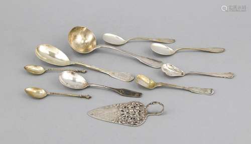 Cutlery, 19th/20th cent., silver different fineness, different decors, most