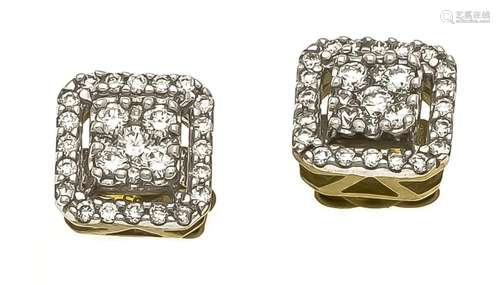 Brillant earrings GG 585/000 with brilliants, total 0.50 ct W / SI, L 8 mm,