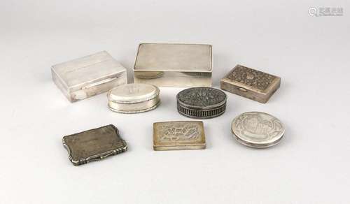 Seven boxes and cases, 20th century, different manufacturers, silver differ