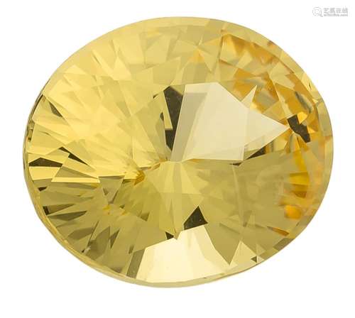 Natural oval fac. Yellow sapphire 13,29 ct, Sri Lanka, No indication of the