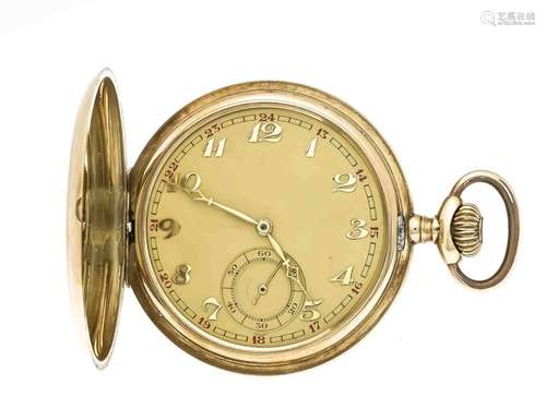 Recta pocket watch GG 585/000 3 Lid, with gold dial, running, glass is miss