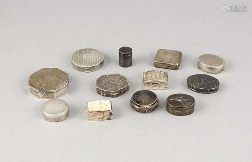 Eleven pill boxes, 20. century, different manufacturers, silver different f