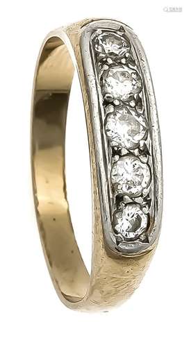 Brilliant ring GG / WG 750/000 with 3 brilliants and 2 old-cut diamonds, to