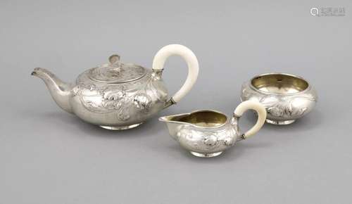 Art Nouveau tea set, German, around 1900, marked Strube & Sohn, Leipzig, si