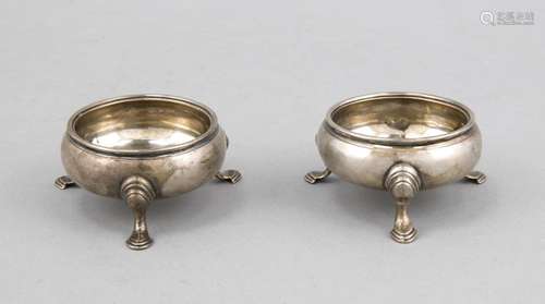 Pair of salt cellars, England, 1754, Citymark London, Sterling silver 925/0