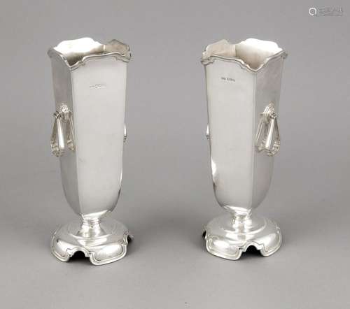 Pair of Art Deco vases, England, 1925, hallmarked Mappin & Webb, Sheffield,