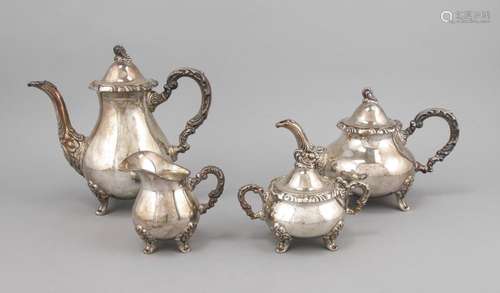 Four pieces coffee and tea set, German, 20th cent., hallmarked Gebr. Kühn,