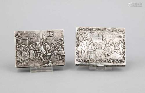 Two rectangular cases, German, around 1900, probably Hanau, silver 800/000,