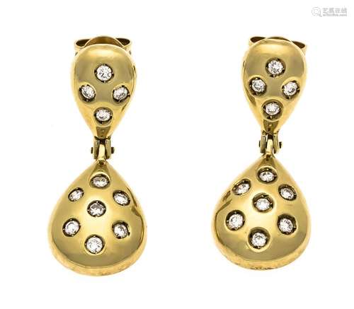 Brillant earrings GG 585/000 with 22 diamonds, total 0.40 ct TW / SI, L. 28