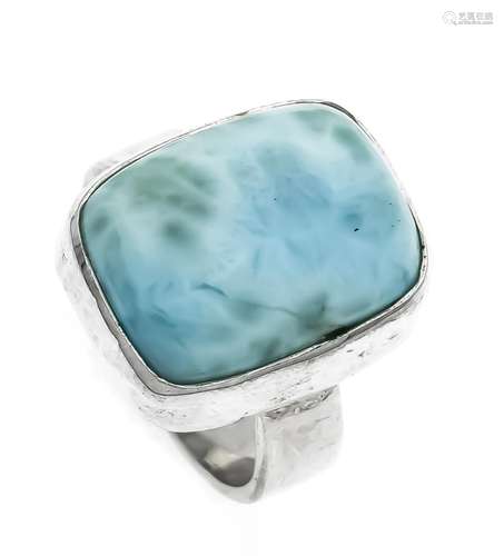 Larimar ring silver 925/000 with a Larimar cabochon 19 x 14 mm in good colo