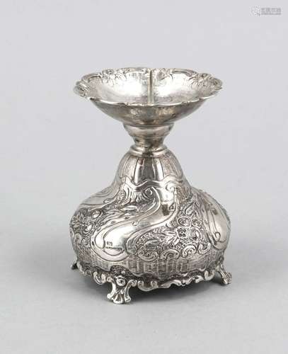 Candlestick, early 20th century, silver 800/000, round vaulted base on 4 fe