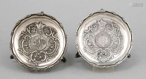 Pair of coin bowls, German, around 1900, jeweler's mark, A. Roesner, Dresde