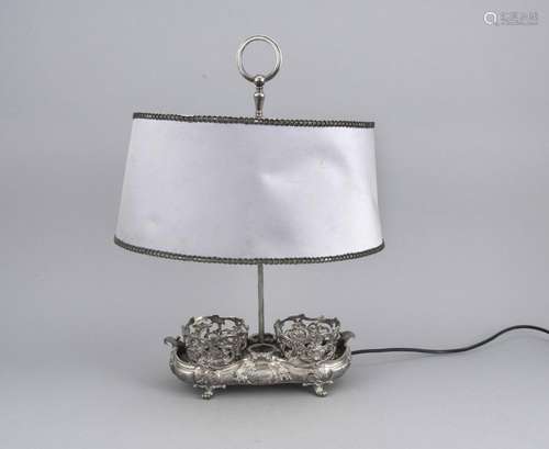 Lamp, 20th cent., silver 800/000, lamp shade dented, total height 44 cm, gr