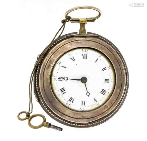 Spindle pocket watch André Du Moulin a Neives c. 1760 gilded, white enamel