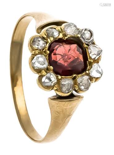 Garnet diamond ring RG 585/000 with a round fac. Garnet, approx. 0.50 ct, 6