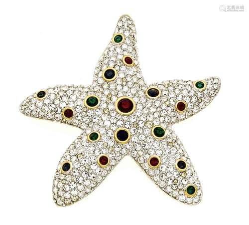 Swarovski brooch, gilded, in the form of a fully plastic executed starfish