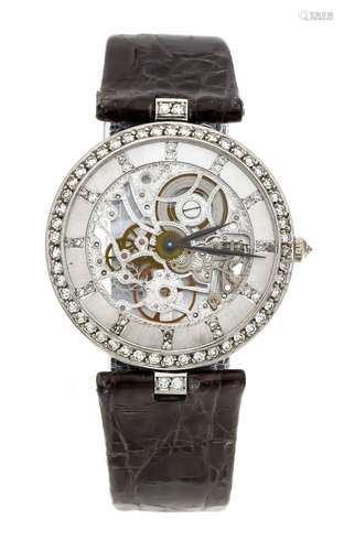 Milus Piquet skeleton movement watch 950/000 platinum, movement, bezel, cro