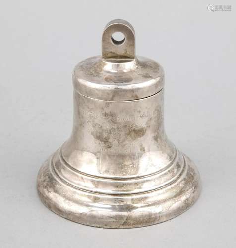 Inkwell in the form of a bell, Birmingham, 1926, hallmarked unclear, Sterli