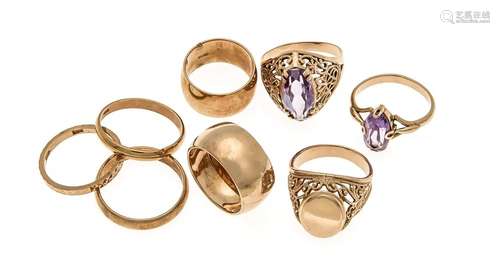 Convolute rings RG 583/000 simple and 2 x with fac. Amethyst, RG 59-52, 42.