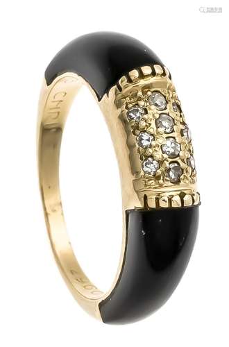 Christ onyx diamond ring GG 585/000 with onyx elements on the ring shoulder