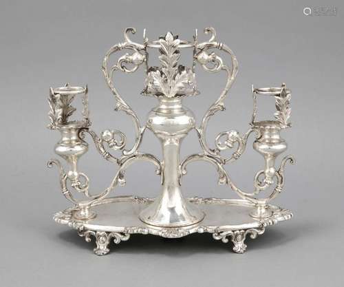 Candelabra, England, 20th century, plated, oval, slightly curved stand, mou