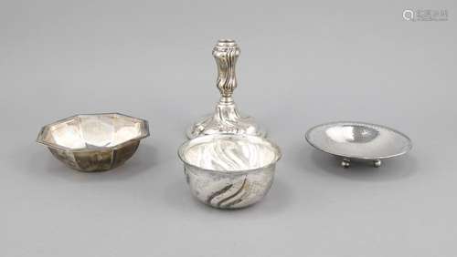 Compilation of four pieces, German, 20th cent., silver various fineness, 3