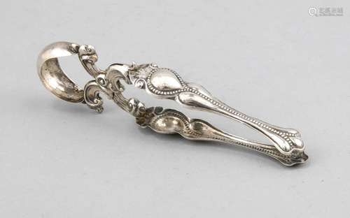 Sugar tongs, late 19th cent., silver tested, with ornamental relief decorat