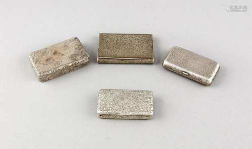 Compilation of 4 tabatiers of the 19th century, silver, one with gilding, f