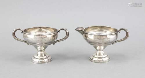 Sugar and cream vessel, USA, 20th cent., hallmarked Preisner Silver & Co, W