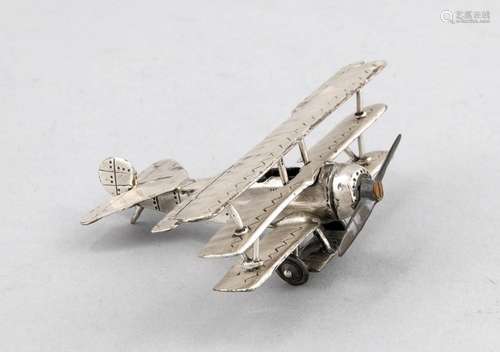 Model of a triplane, Italy, 20th century, Sterling silver 925/000, l.9 cm,