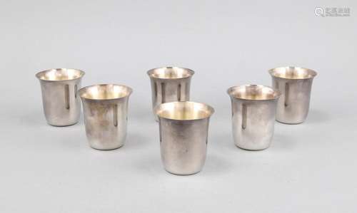 Six beakers, German, 20th cent., hallmarked M. H. Wilkens & Söhne, Bremen-H