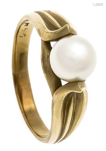 Akoya ring GG 585/000 with a white Akoya pearl 7mm with good luster, RG 58,