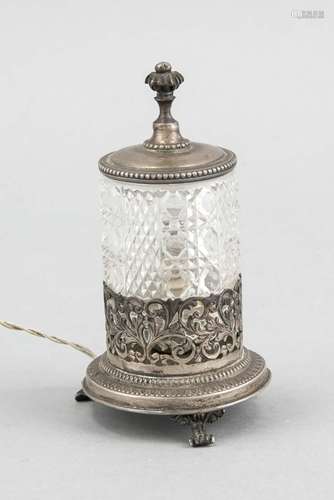 Small table lamp, 1st half of the 20th century, silver 800/000, on 3 paw fe