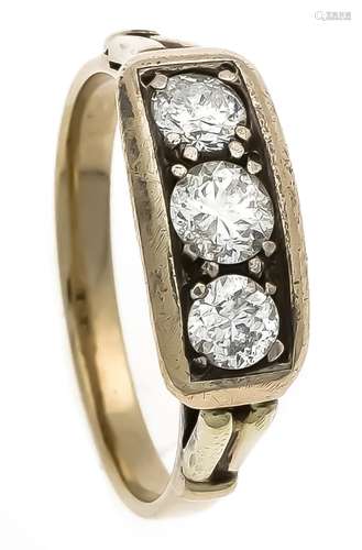 Brillant ring GG 585/000 with 3 brilliant-cut diamonds, total 0.60 ct W / S