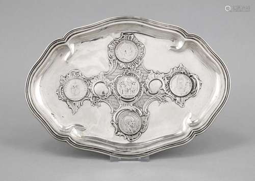 Oval plate, German, around 1920, A. Roesner jewelers brand mark, Dresden, s