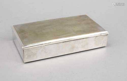 Cigars box, mid-20th century, plated, straight form, hinged lid (hinge miss