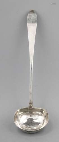 Soup ladle, 19th cent., marked HD, silver 12 (750/000), tapered handle, l.