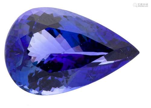 Tanzanite 17.2 ct, drop-cut, of excellent quality, color, brilliance and cl