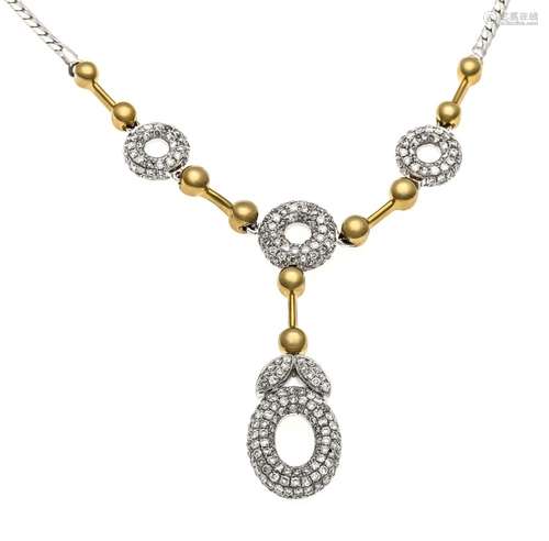 Brillant necklace WG / GG 585/000 with brilliants, total weight 1.35 ct W /